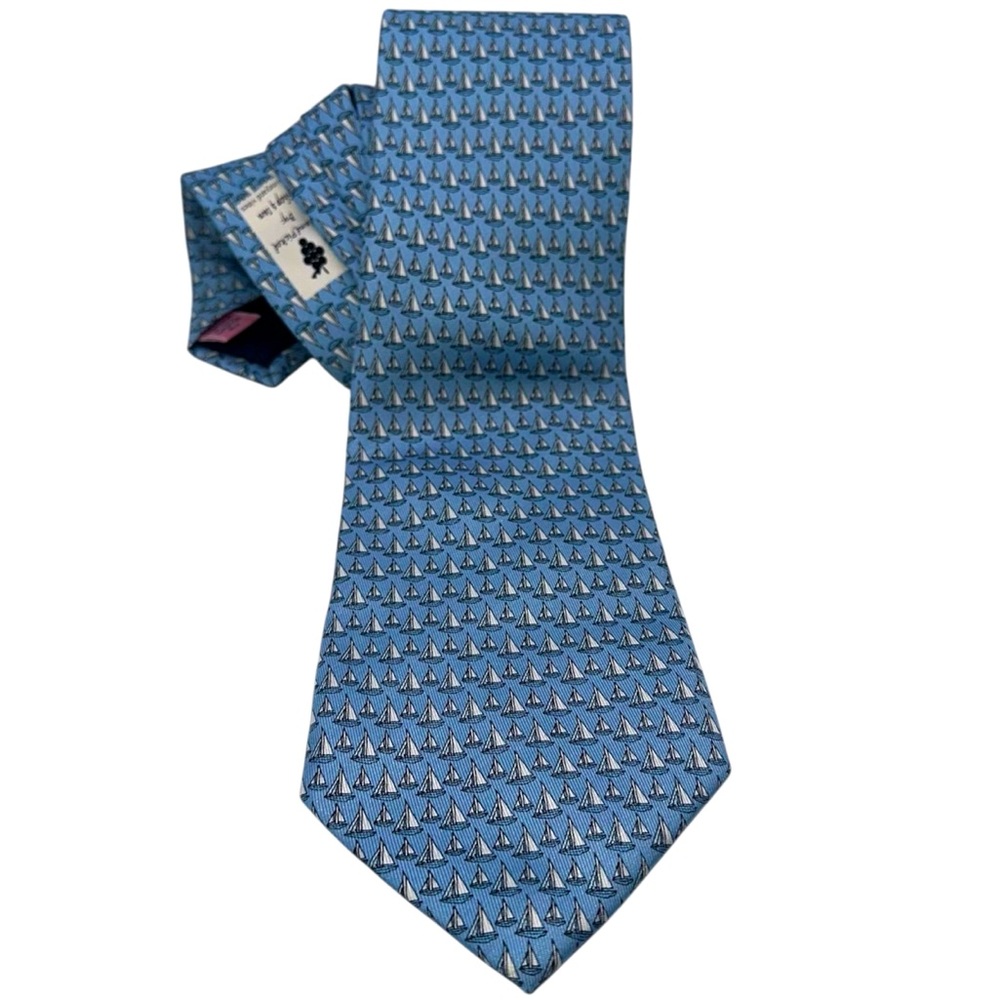 VINEYARD VINES Blue White SAILBOAT Silk Tie
